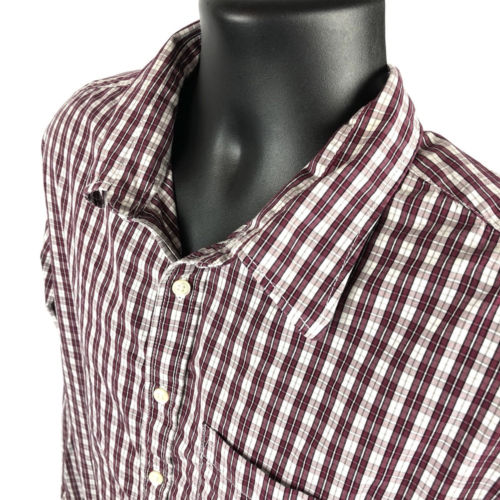 Old‎ Navy Shirt Men XL Dark Red White Button Front Cotton Collared - Picture 4 of 6